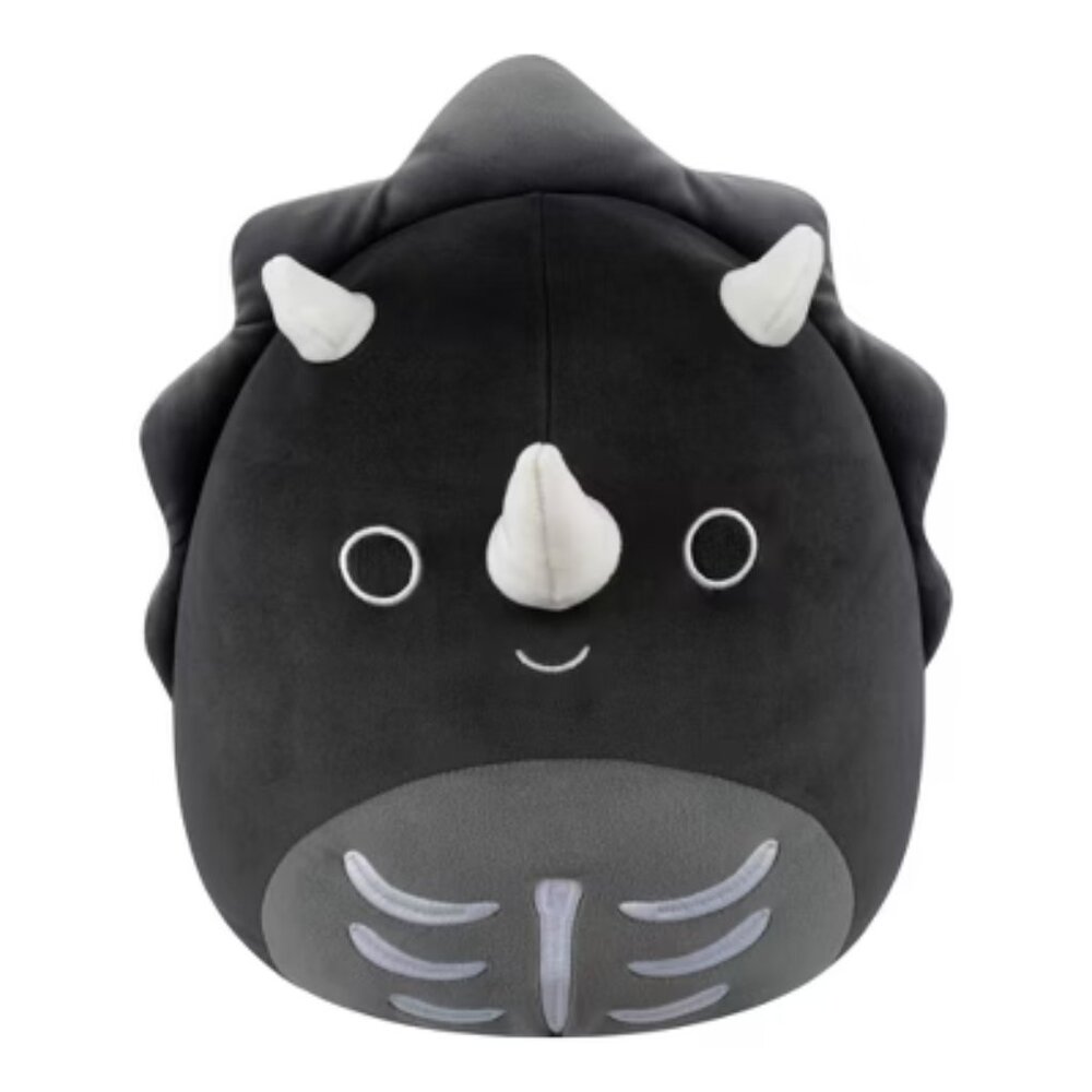 NEW Squishmallows 12" Black Diesel Skeleton Triceratops Medium Plush Halloween